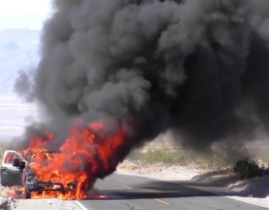 2016 Ford Super Duty prototype on fire