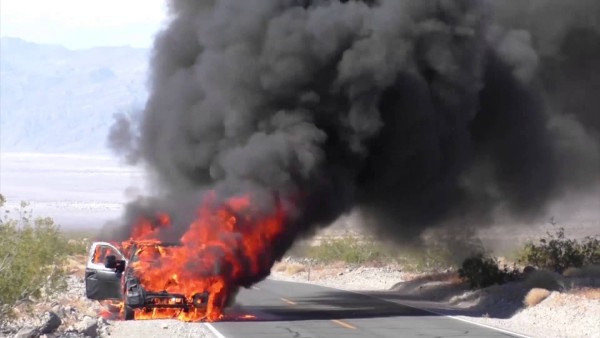 2016 Ford Super Duty prototype on fire